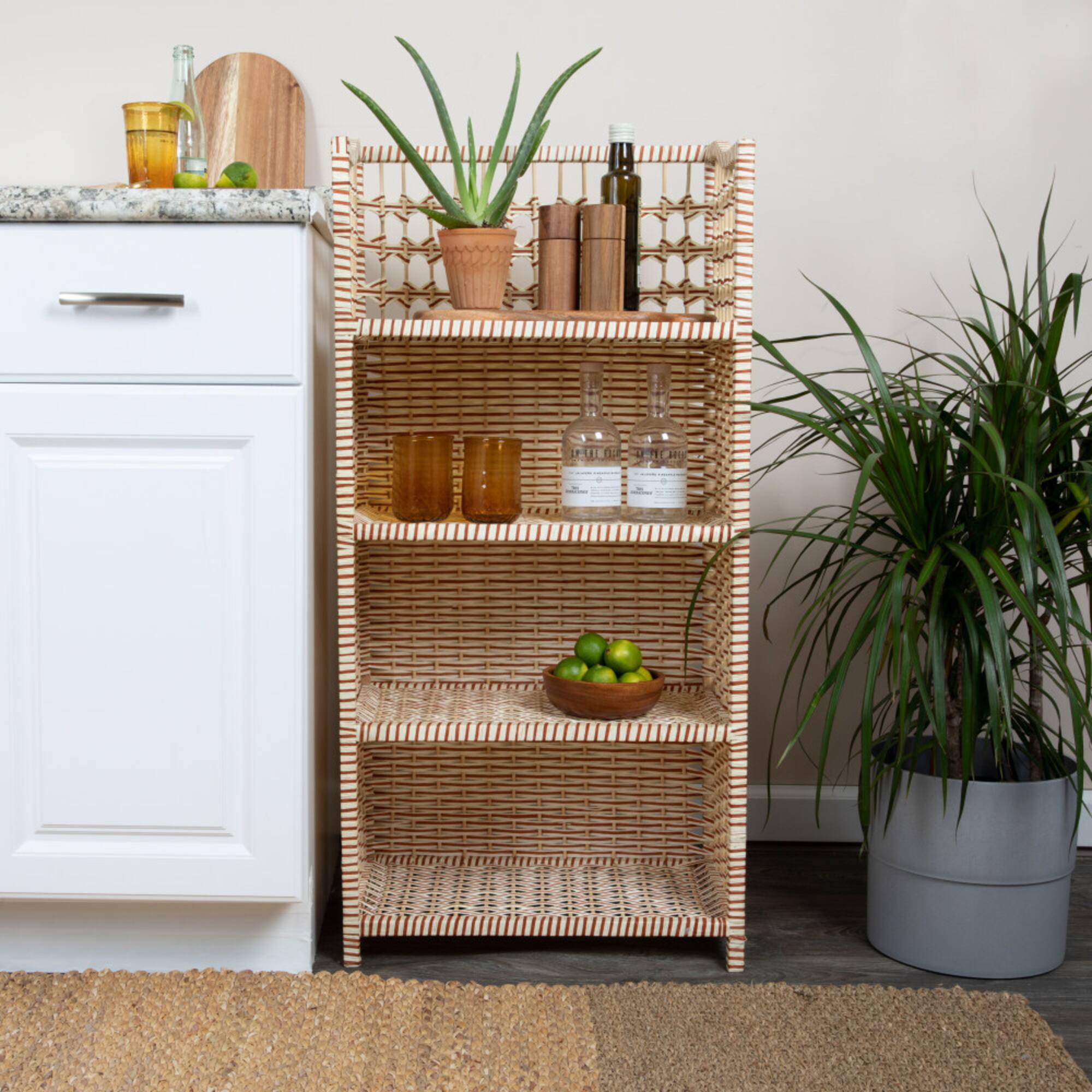 Household Essentials 39" Woven Paper Rattan Accent Shelf